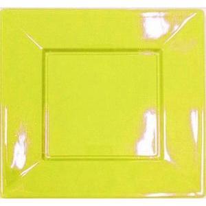 Assiette plastique carrée jaune 18 x 18 cm x 8 pièces