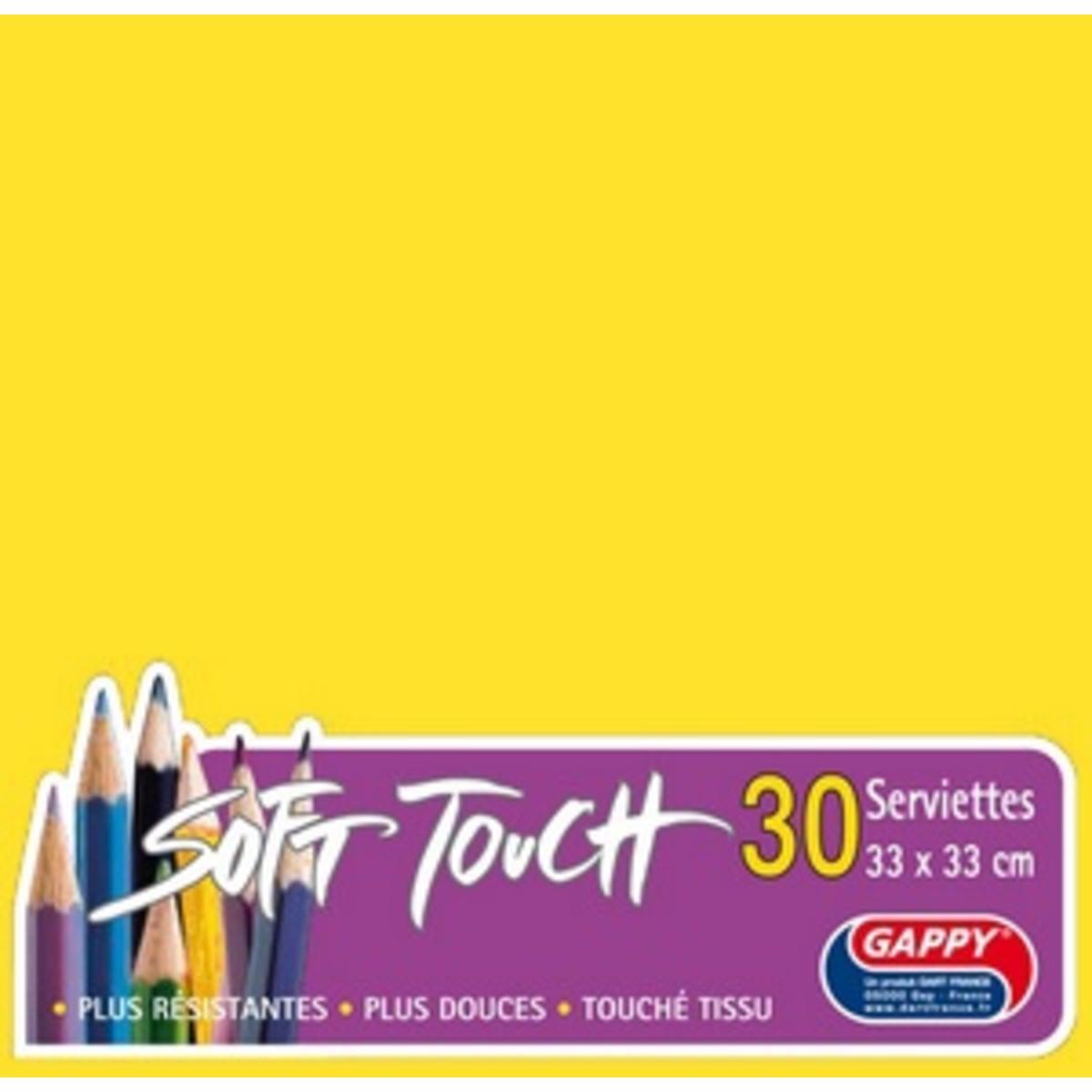 Serviettes soft touch 33 x 33 cm 2 plis x 30 pièces jauneGappy