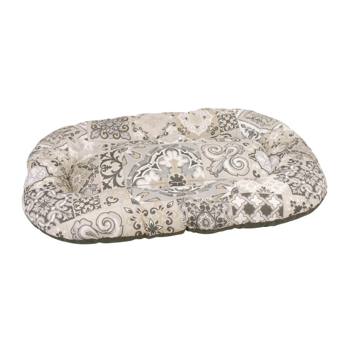Coussin ovale décor carreaux de ciment - 35 x 23 cm - Différents modèles - Gris