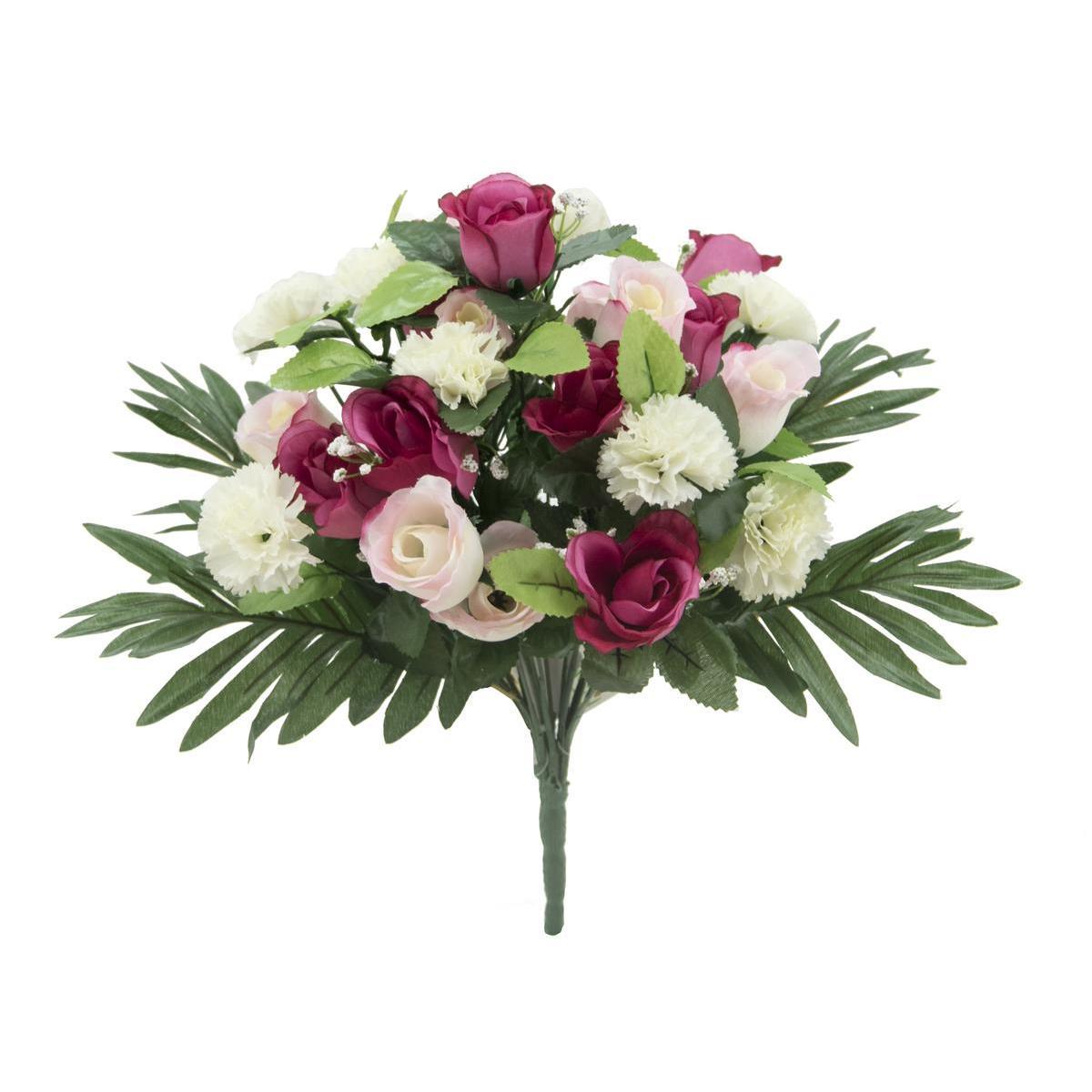 Bouquet de boutons de roses et d'œillets - Rose, blanc, violet