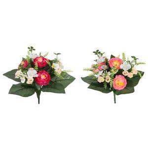 Bouquet de renoncules et boutons de roses - Rouge ou rose