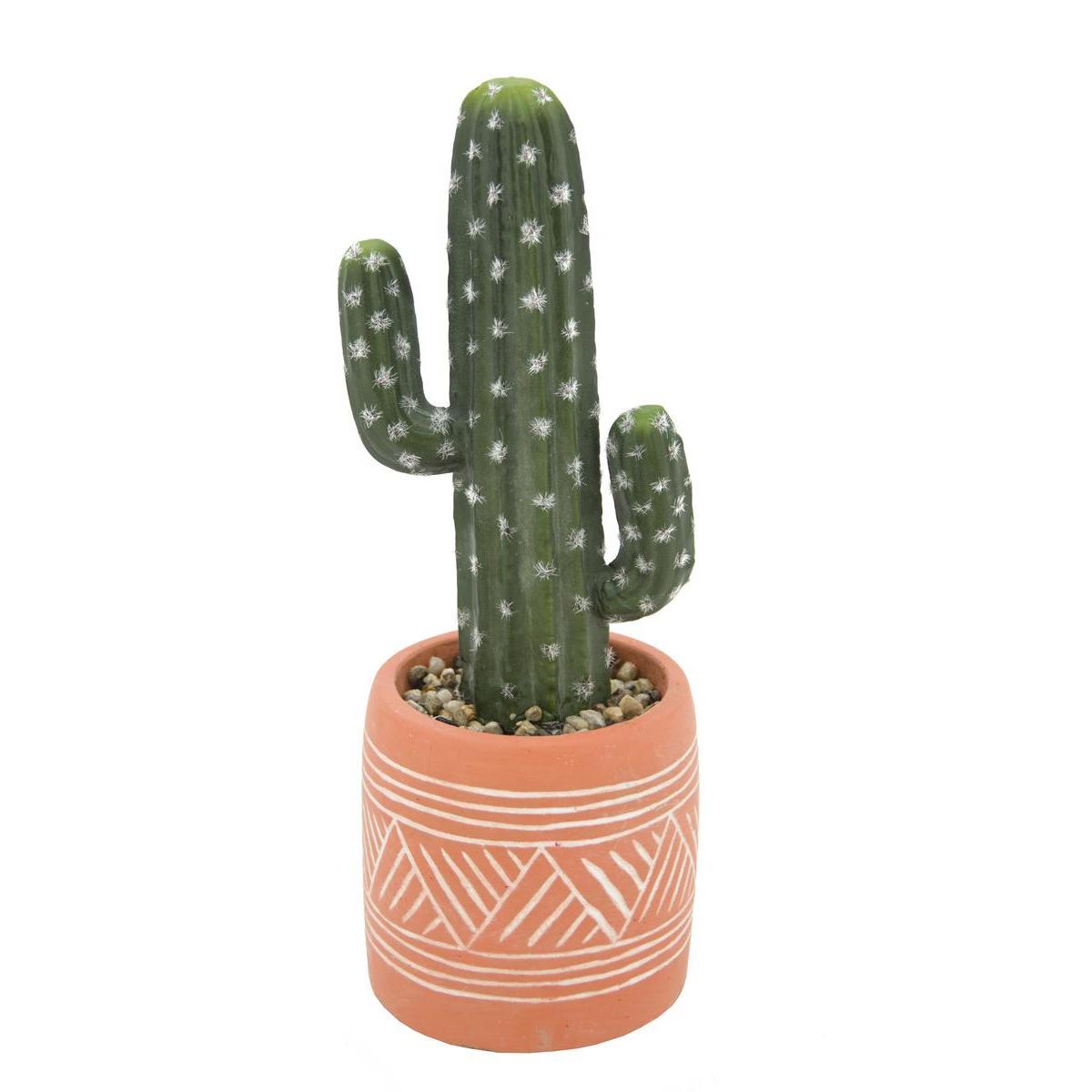 Cactus en pot ethnique terracotta