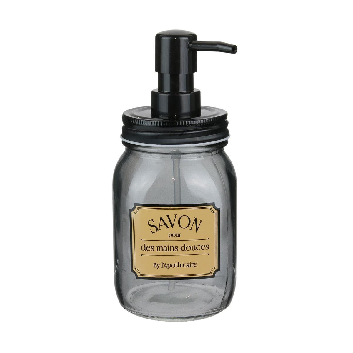 Distributeur de savon style Apothicaire - 51 cl - Noir, gris, marron - HOME DECO FACTORY