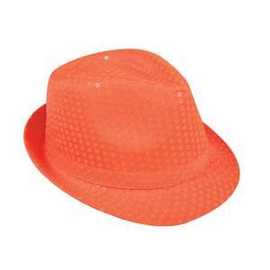 Chapeau Borsalino à sequins - Taille adulte - L 27 x H 11 x l 21 cm - Orange - PTIT CLOWN