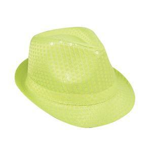 Chapeau Borsalino à sequins - Taille adulte - L 27 x H 11 x l 21 cm - Vert - PTIT CLOWN