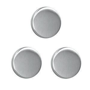 3 magnets adhésifs ronds en inox brossé ø 3,5 cm