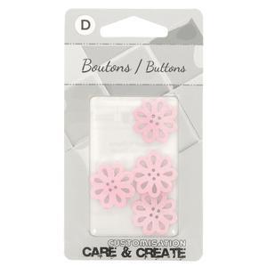 Carte 4 boutons rosace rose ø 20 mm - Rose