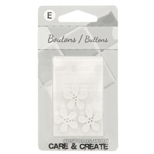 Carte 3 boutons fleur blanc ø 20 mm - Blanc