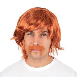 Perruque et moustache Bobby - L 21 x H 4 x l 18.5 cm - Orange - PTIT CLOWN