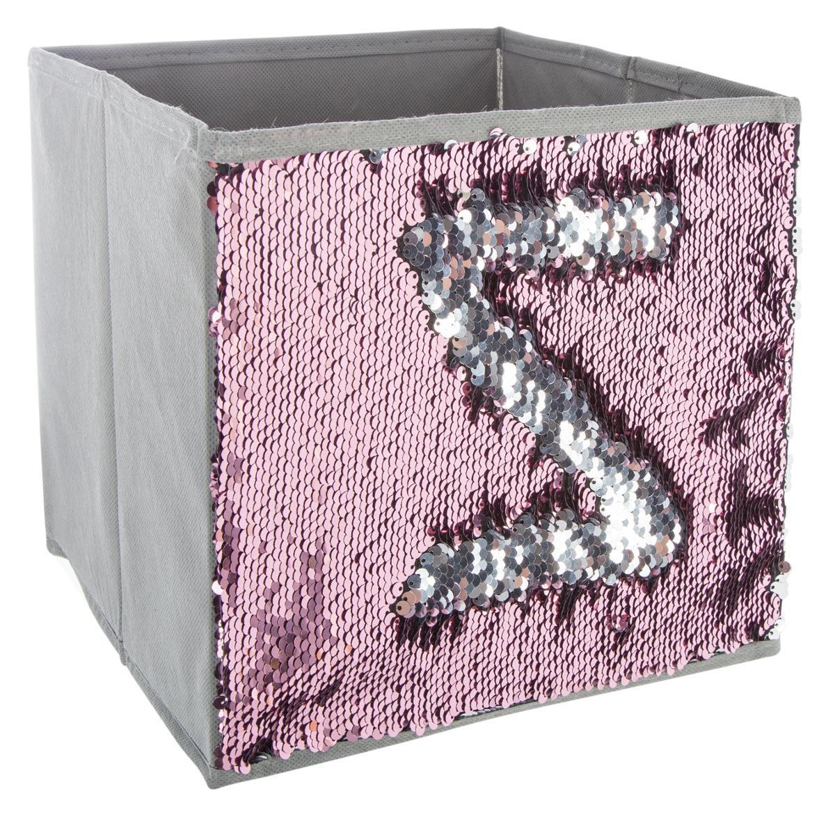 Bac rangement sequin gris