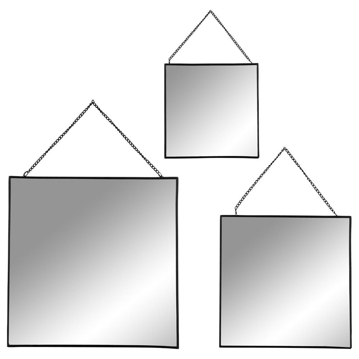 3 miroirs carrés - Noir
