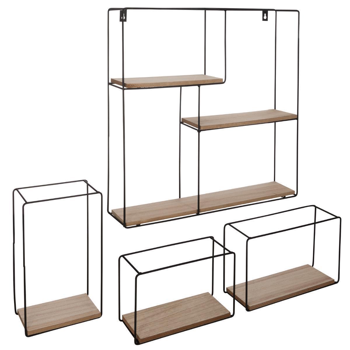 Etagère metal murale carre x4