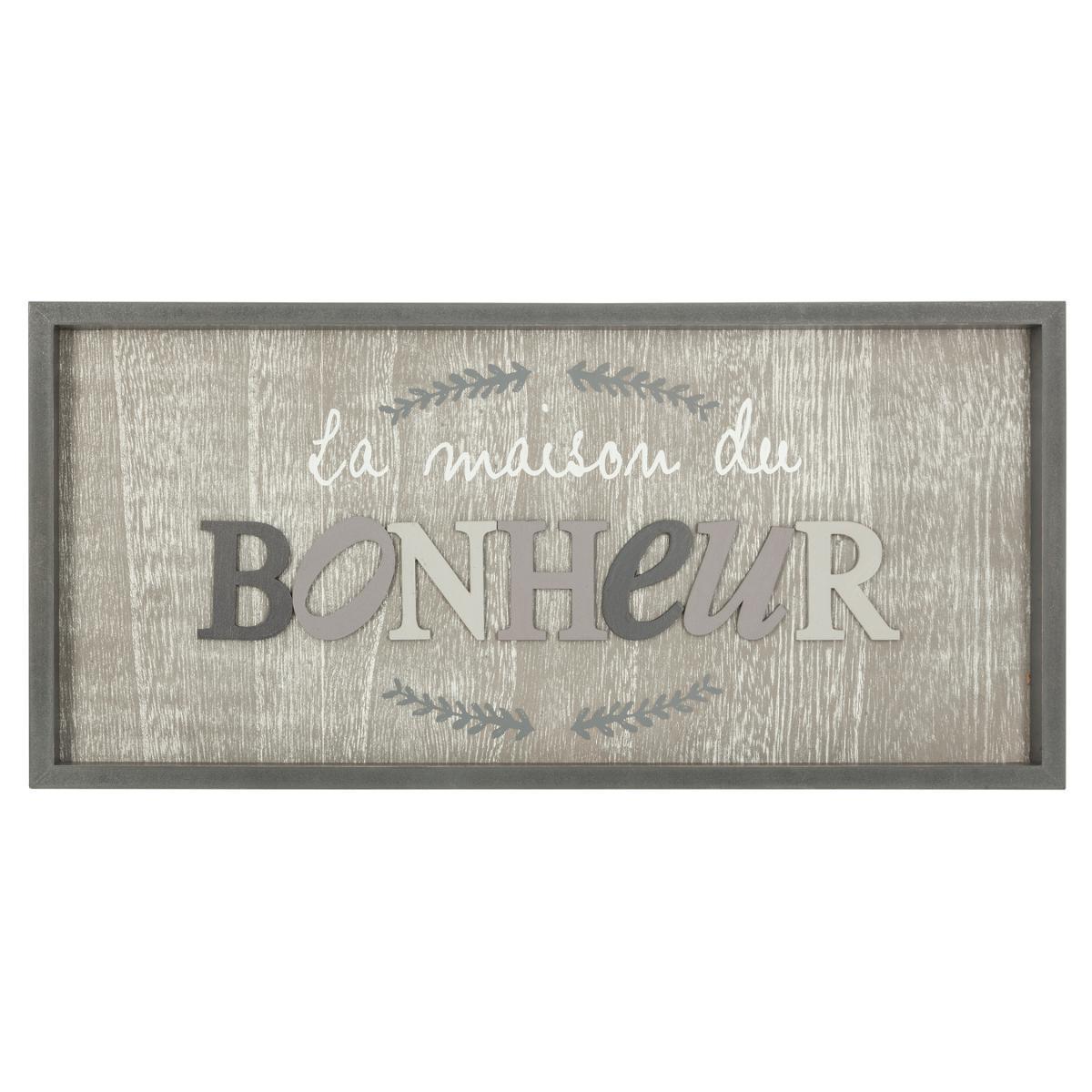 Plaque en bois "La maison du bonheur" - ATMOSPHERA