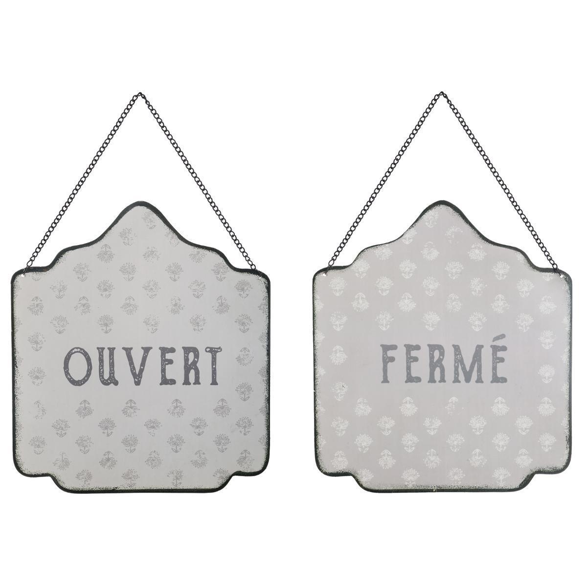 Plaque de porte décorative - Beige, gris