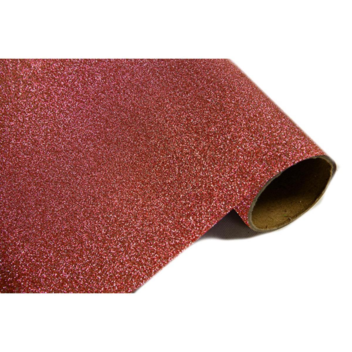 chemin de table effet metal paillete 28 cm / 5 m rouge