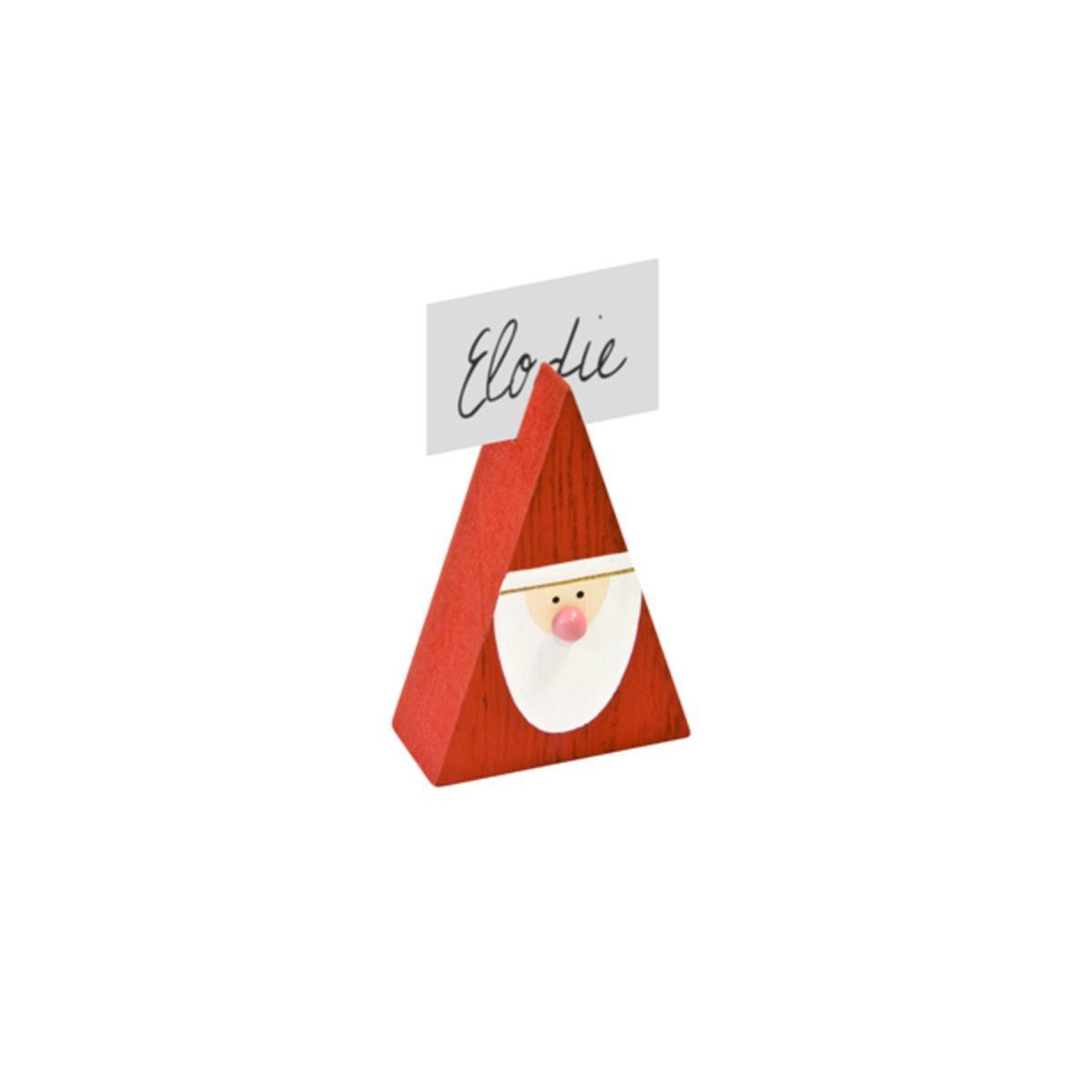 Père Noël en bois marque-place - 6 cm - Rouge