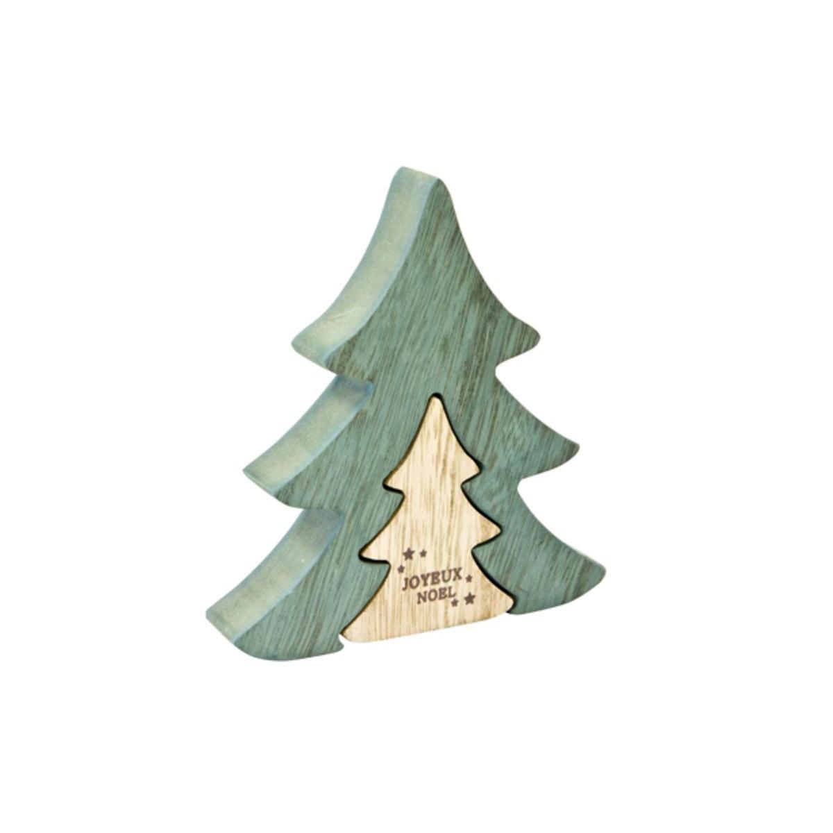 sapin noel en bois centre de table 1gm+1pm emboites