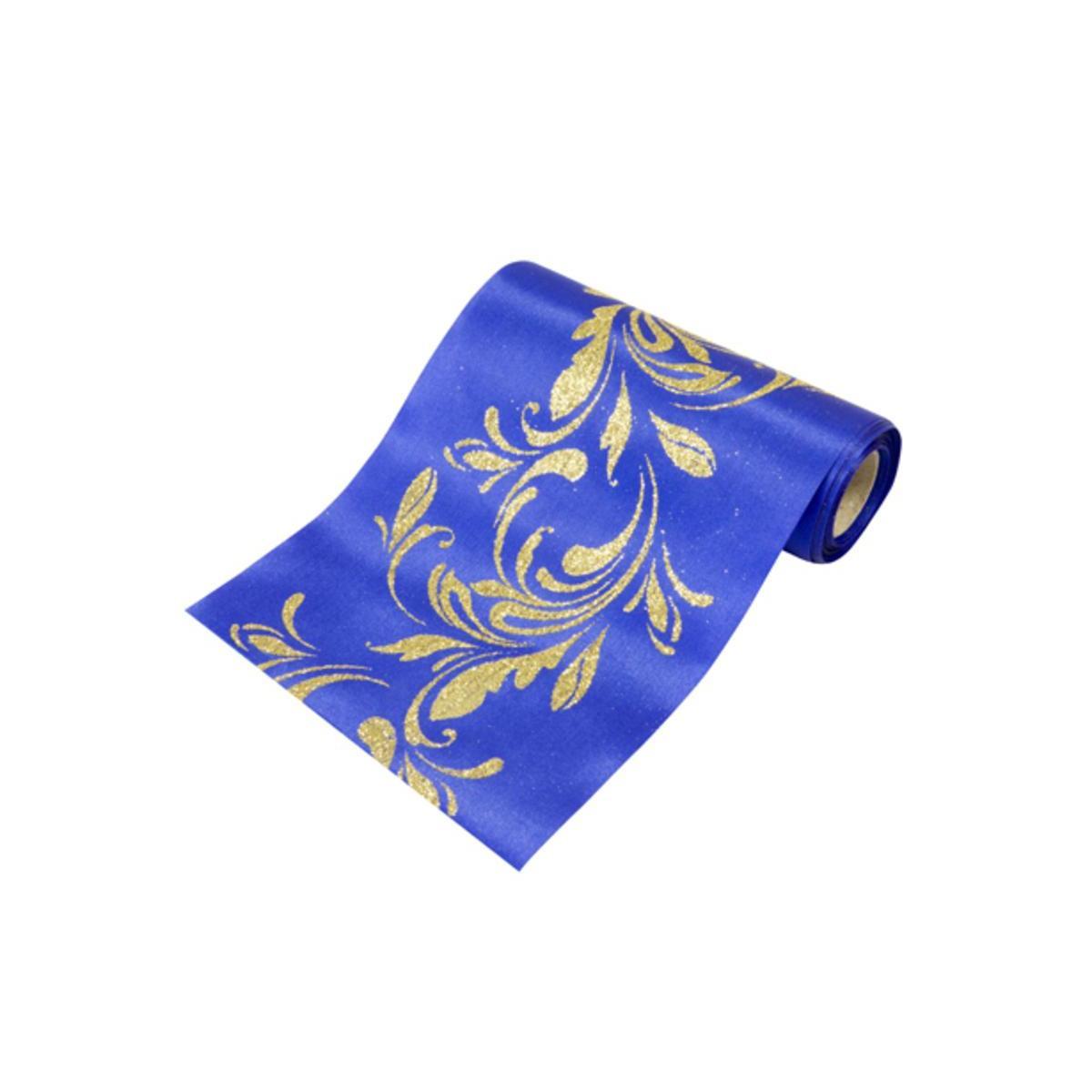 sur chemin de table satin arabesque 15 cm / 5 m royal/or