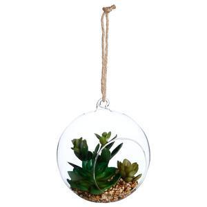 Plante artificielle avec boule en verre - ø 14 x H 17 cm
