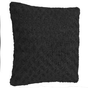 Coussin effet fourrure bouclée - L 45 x l 45 cm - Noir - ATMOSPHERA