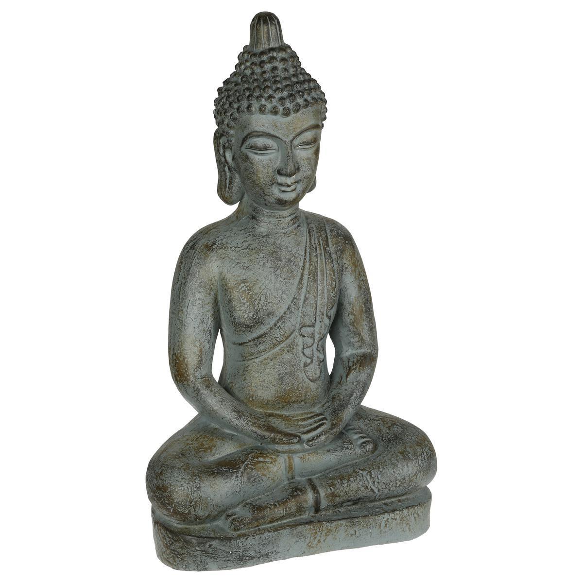 Bouddha assis - L 37.5 x H 65 x l 24 cm - Gris - ATMOSPHERA