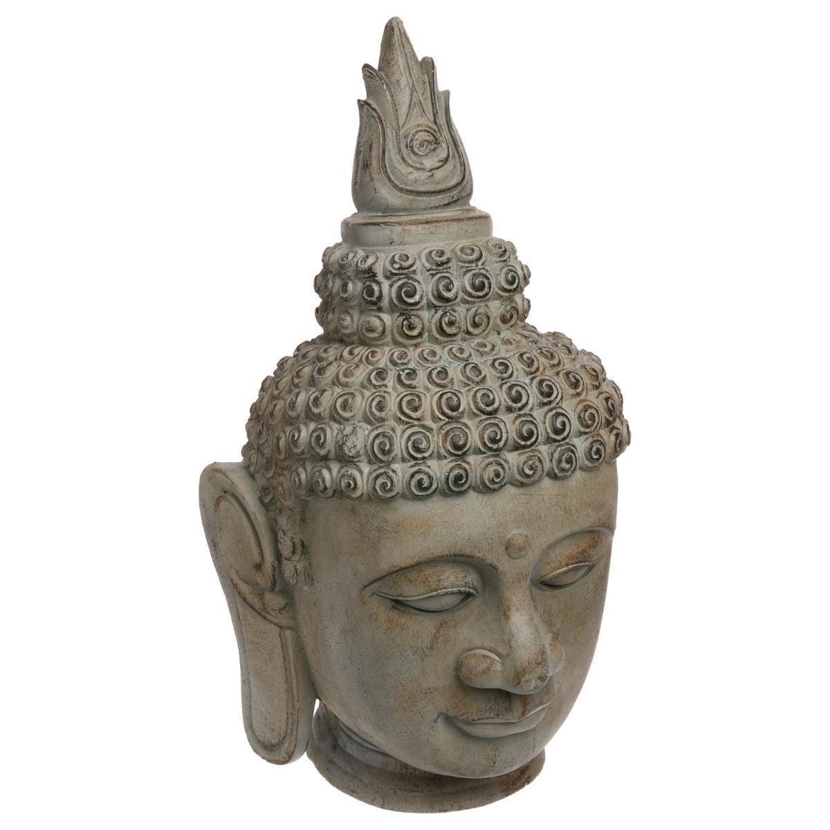 Visage de pierre Bouddha - ø 35 x H 65 cm - Gris - ATMOSPHERA