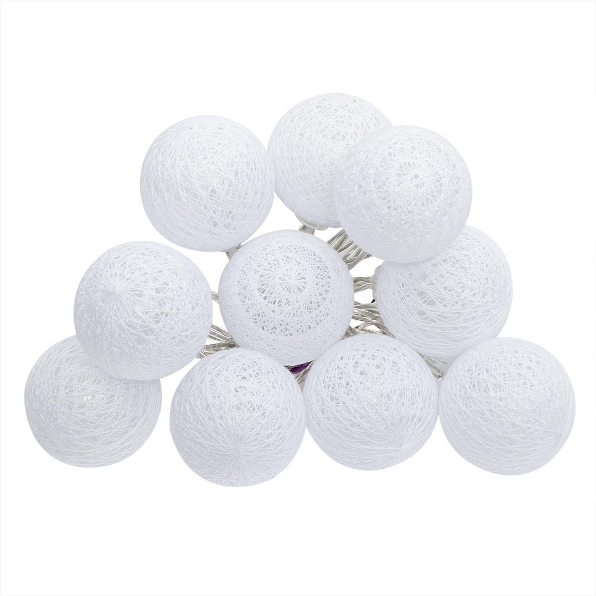 Guirlande LED 10 boules - ø 6 cm - Blanc