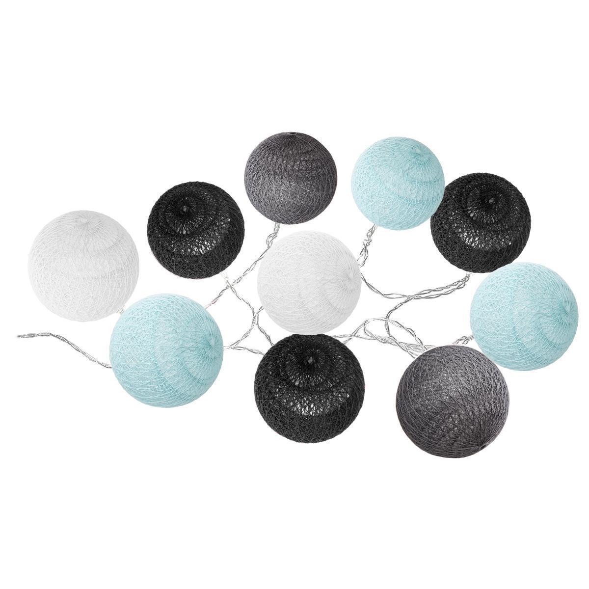 Guirlande LED 10 boules macramé - L 165 cm