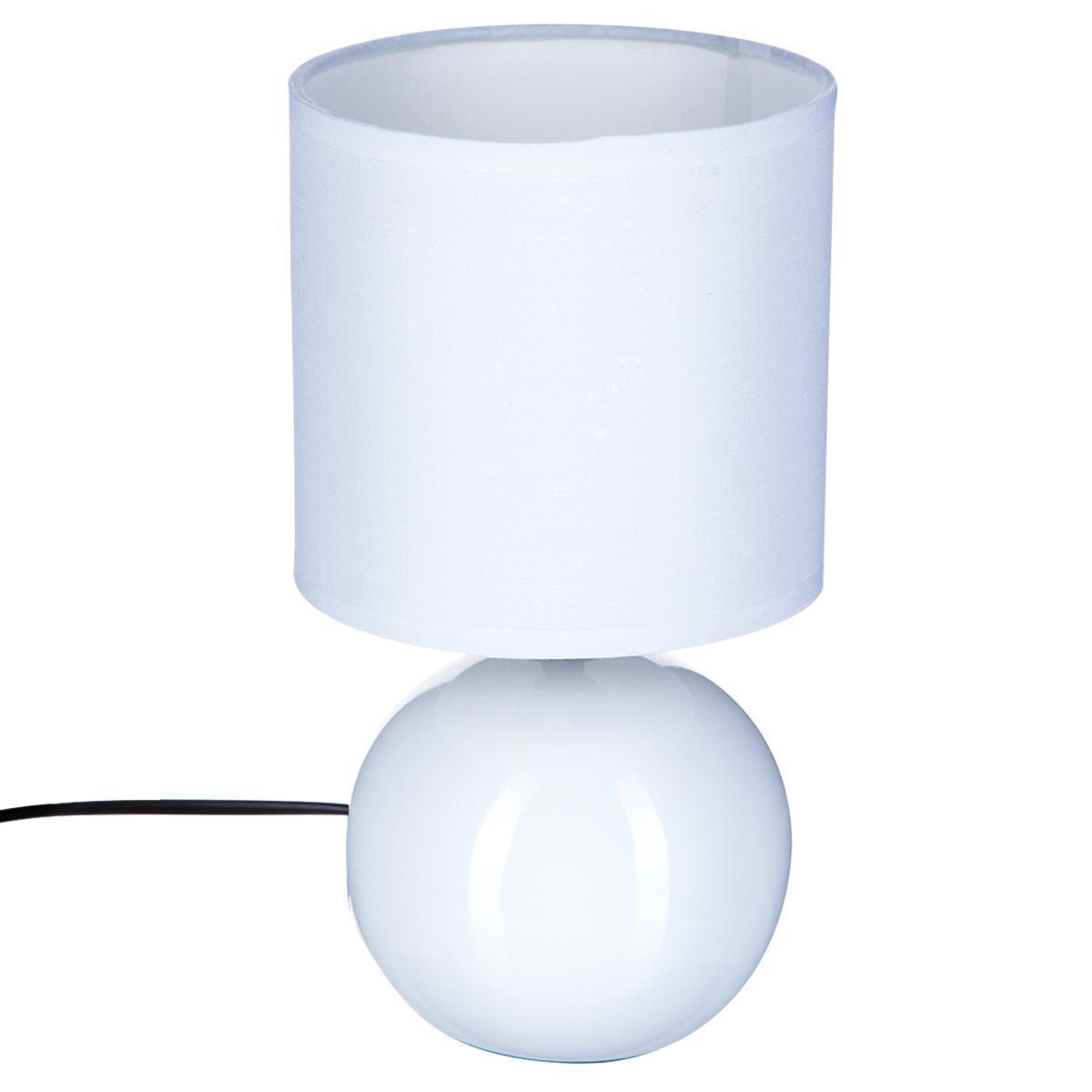 Lampe boule en céramique - H 25 cm - Blanc