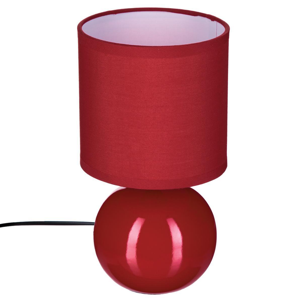 Lampe boule en céramique - H 25 cm - Rouge