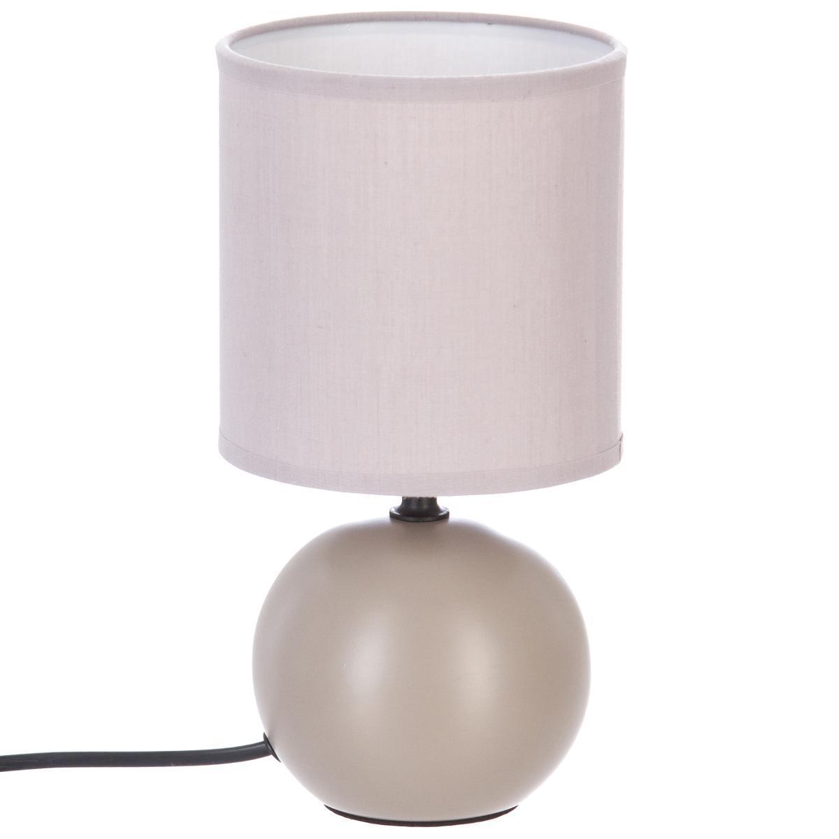 Lampe céramique boule mat - H 25 cm - Marron