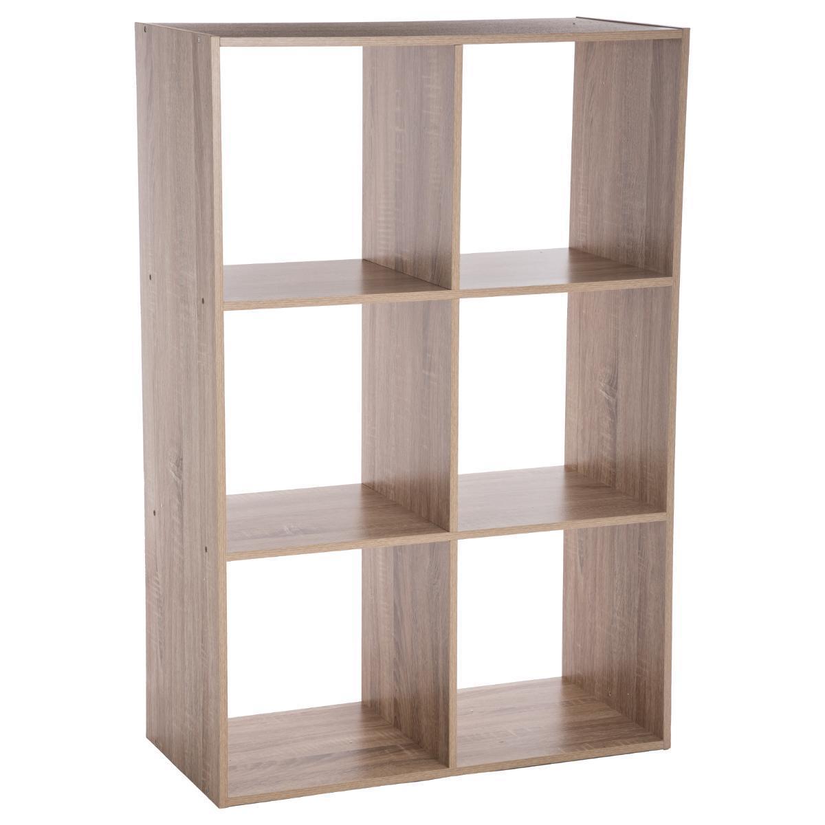 Etagère 6 cases mix - L 67.6 x P 32 x H 100.5 cm - Marron