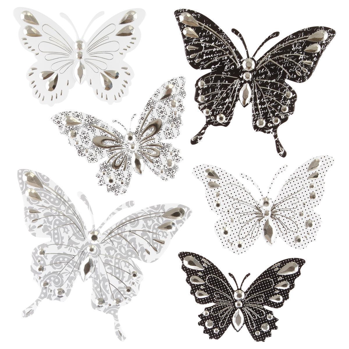 6 stickers relief papillon