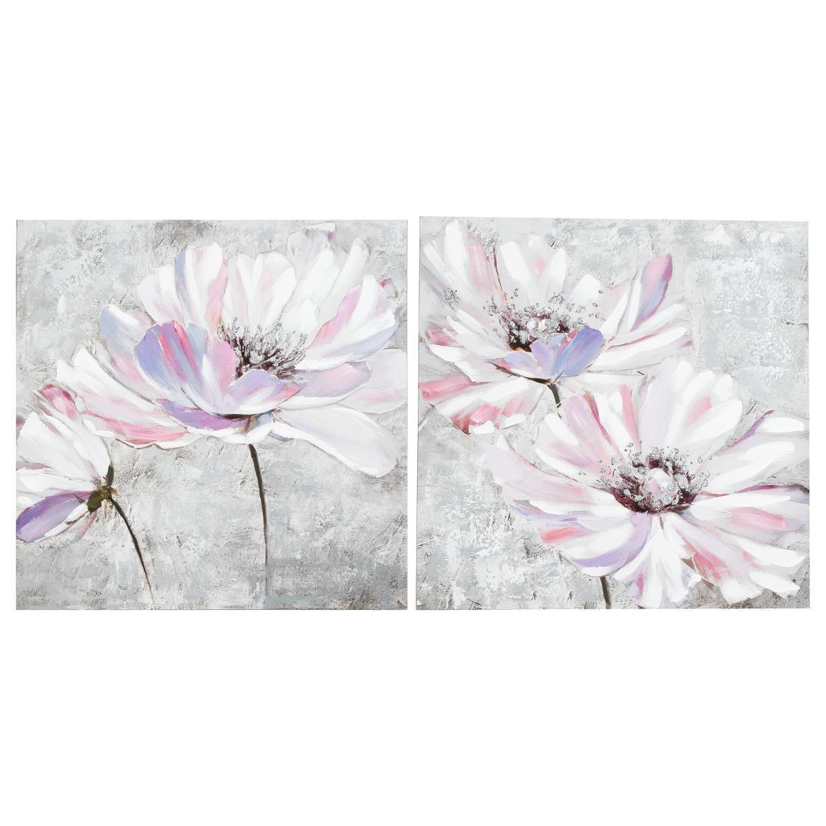 Toile peinte fleur Leone - 58 x 58 cm