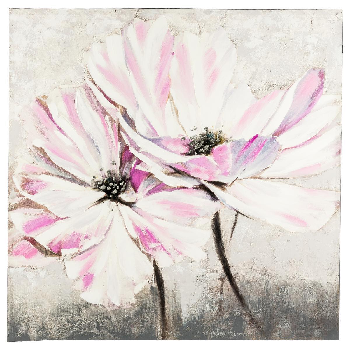 Toile peinte fleur Leone - 100 x 100 cm