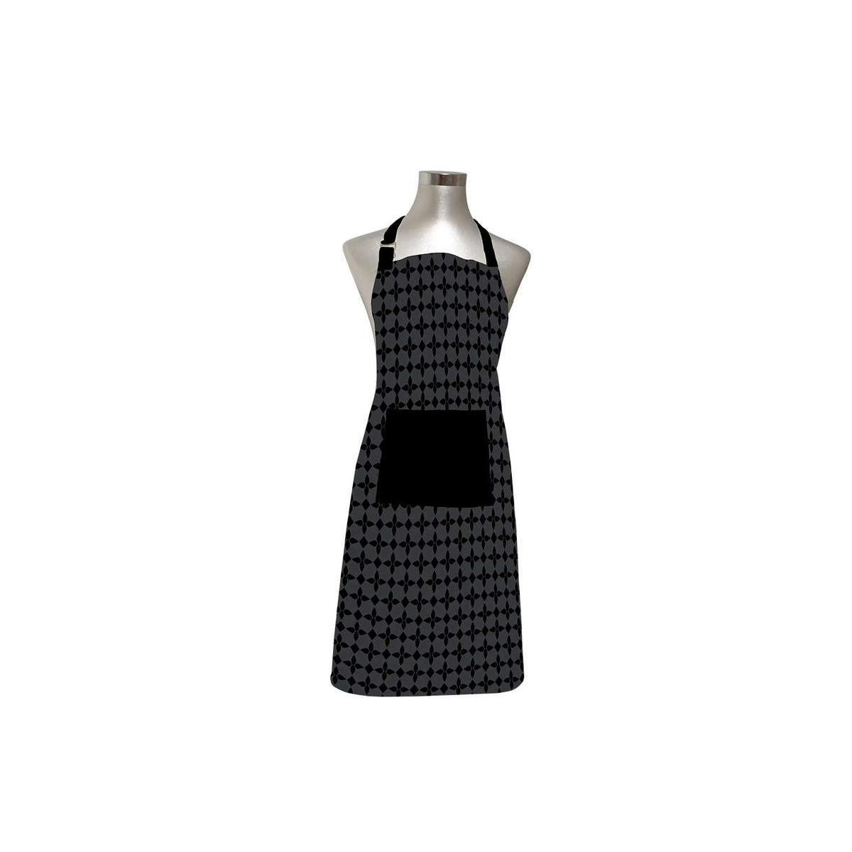 Tablier de cuisine damier en coton - 60 x 80 cm - Noir