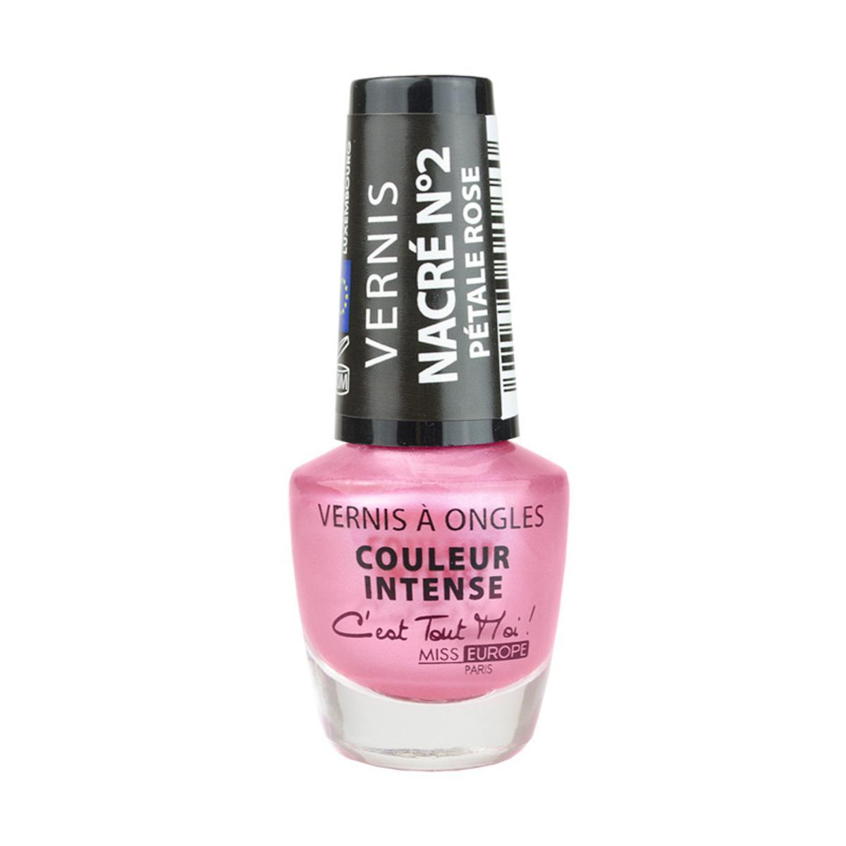 Vernis à ongles irisé/nacré n°02 - ø 2.8 x H 6.7 cm - Pétale de Rose Nacré Irisé - MISS EUROPE