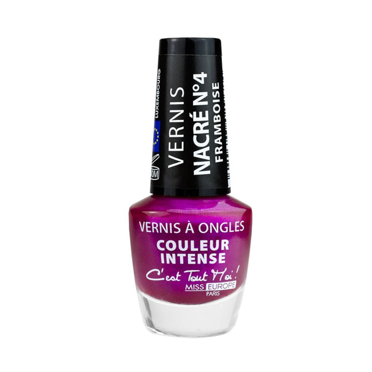 Vernis à ongles irisé/nacré n°04 - ø 2.8 x H 6.7 cm - Violet Framboise Nacré Irisé - MISS EUROPE