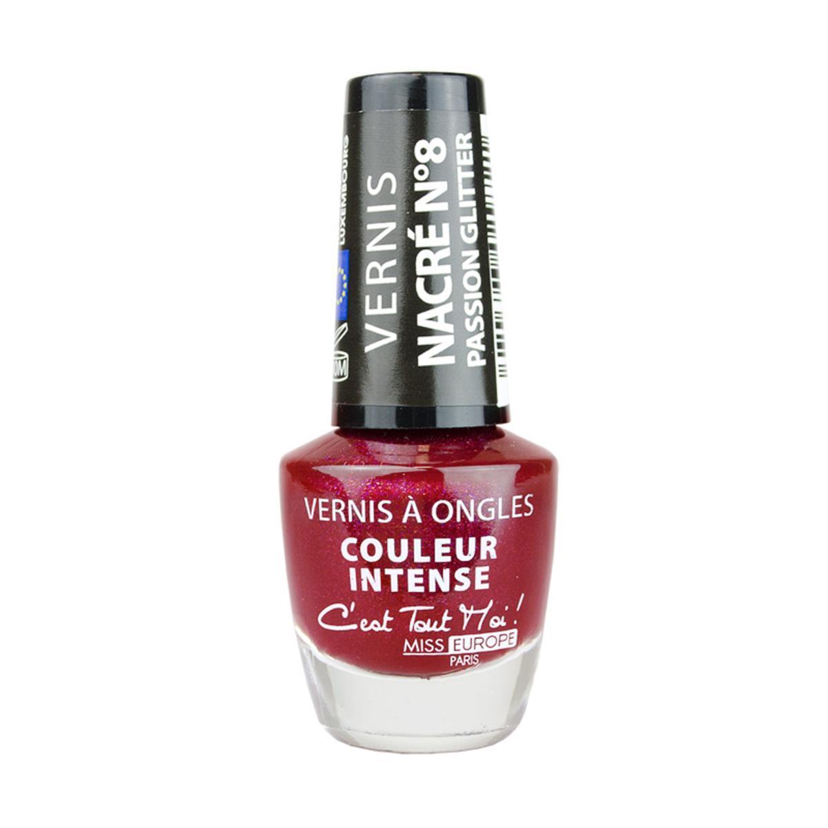 Vernis à ongles irisé/nacré n°08 - ø 2.8 x H 6.7 cm - Rouge Passion Nacré Irisé - MISS EUROPE