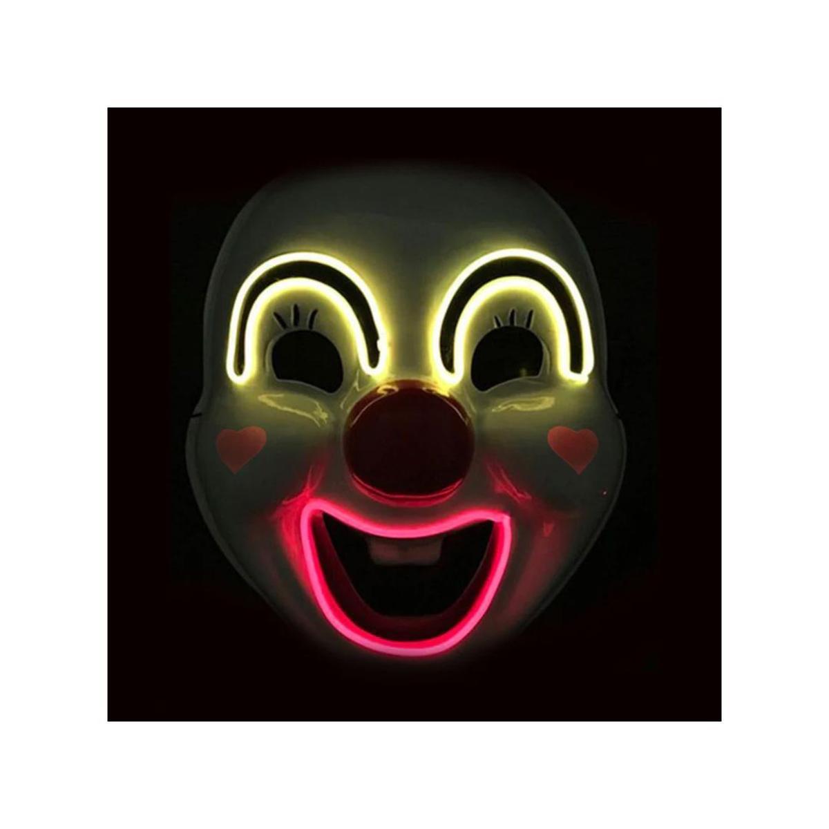 Masque lumineux effet néon clownesque - L 18 x H 23 x l 10 cm - Multicolore