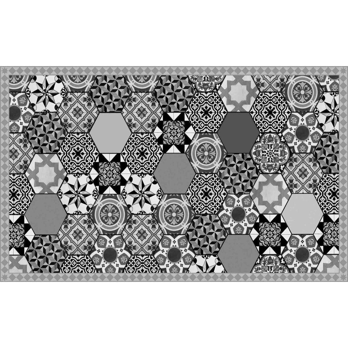 Tapis Vinyle - 49 x 79 cm - Noir, blanc