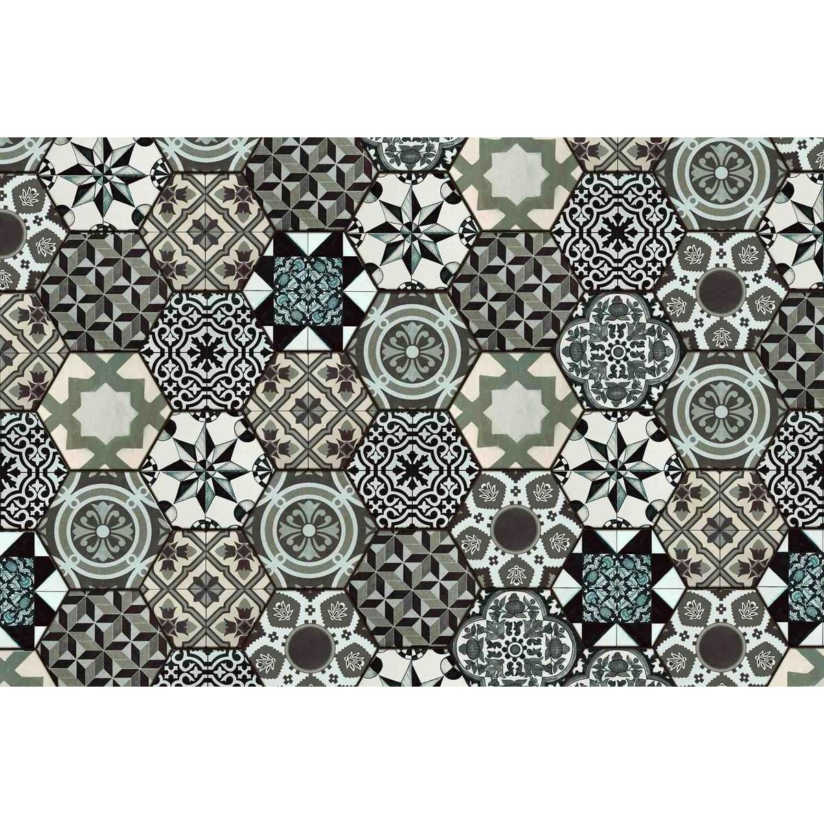 Tapis absorbant avec imprimés - 40 x 60 cm - Gris, noir, vert