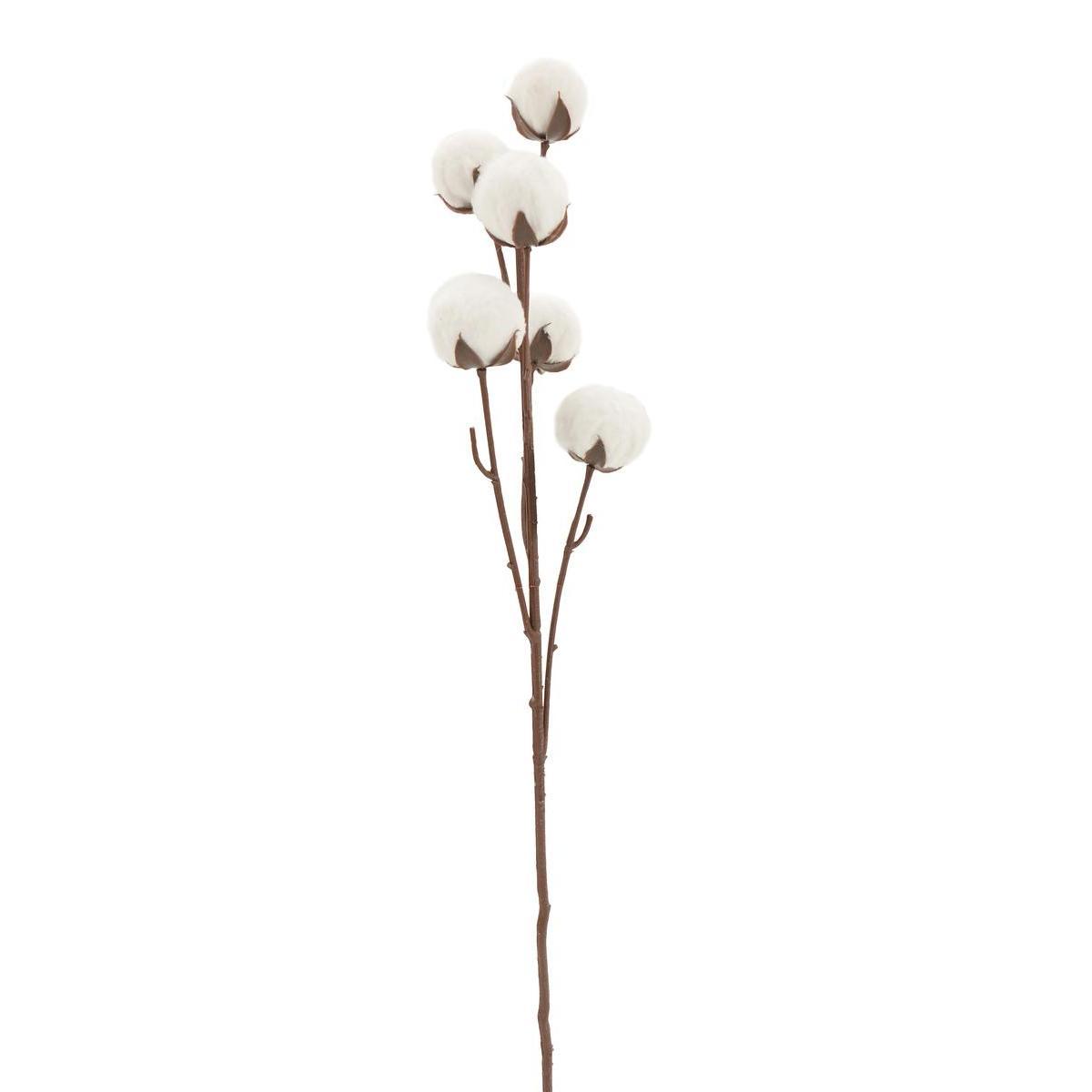 Branche de boules de coton - H 83 cm - Blanc