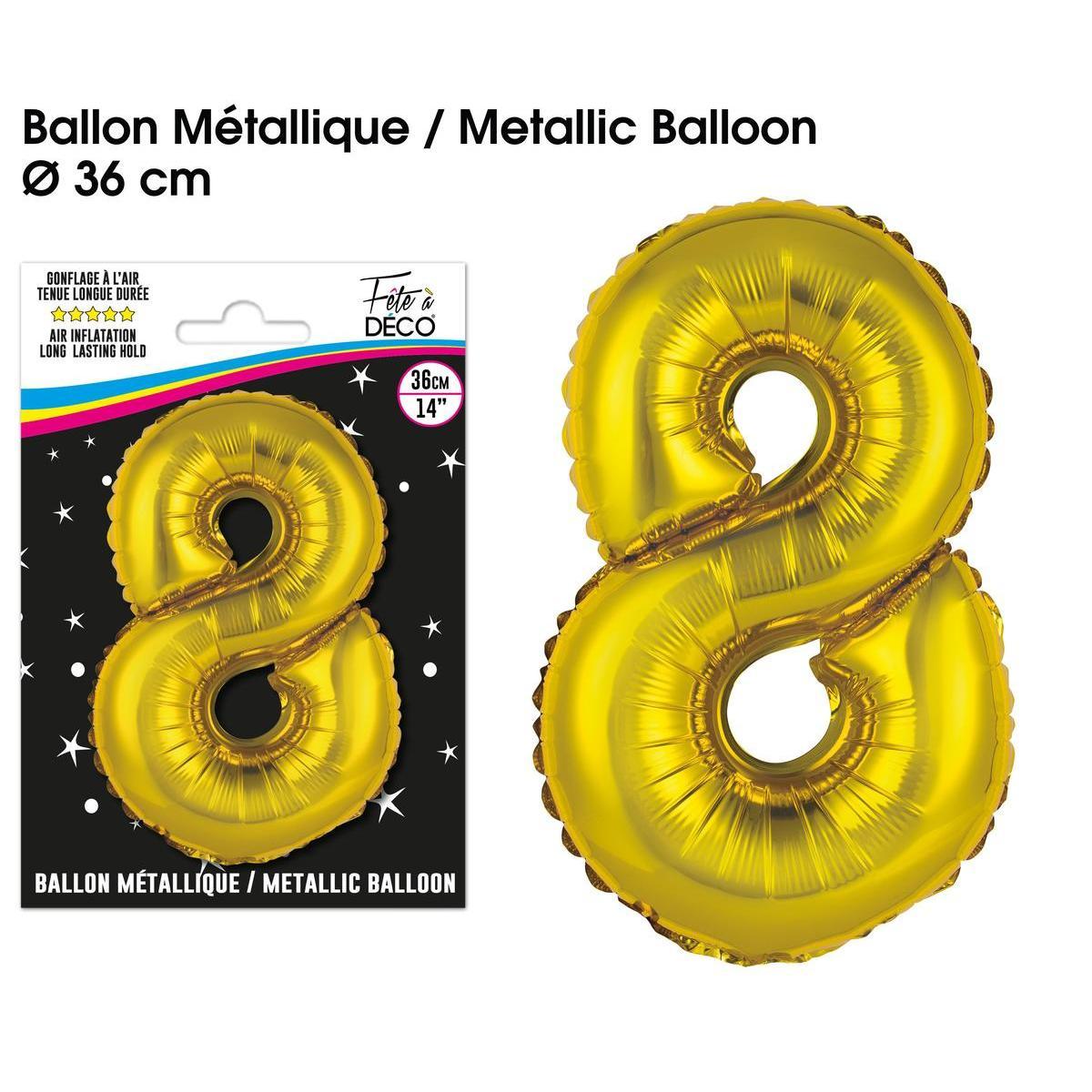 Ballon métallique or chiffre 8