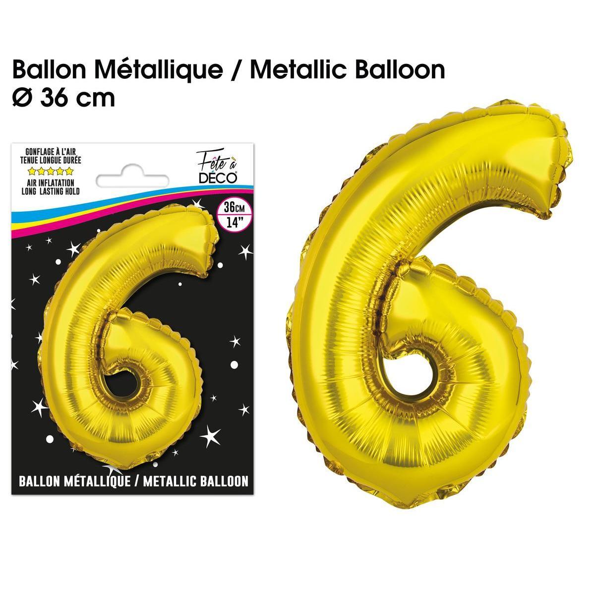 Ballon métallique or chiffre 6