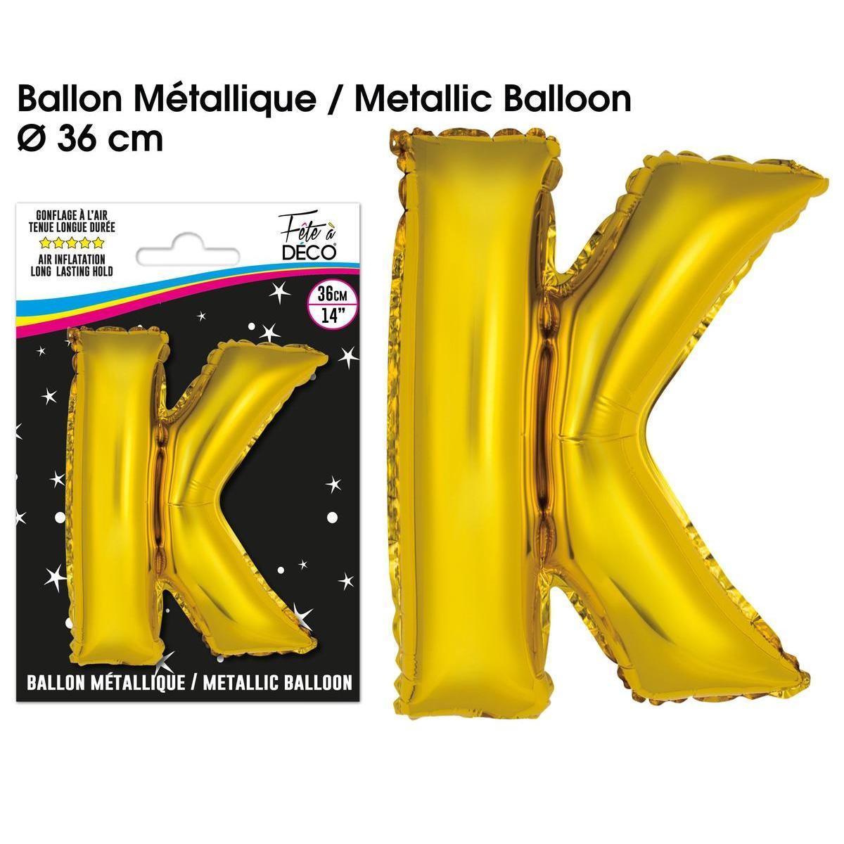 Ballon métallique or lettre k