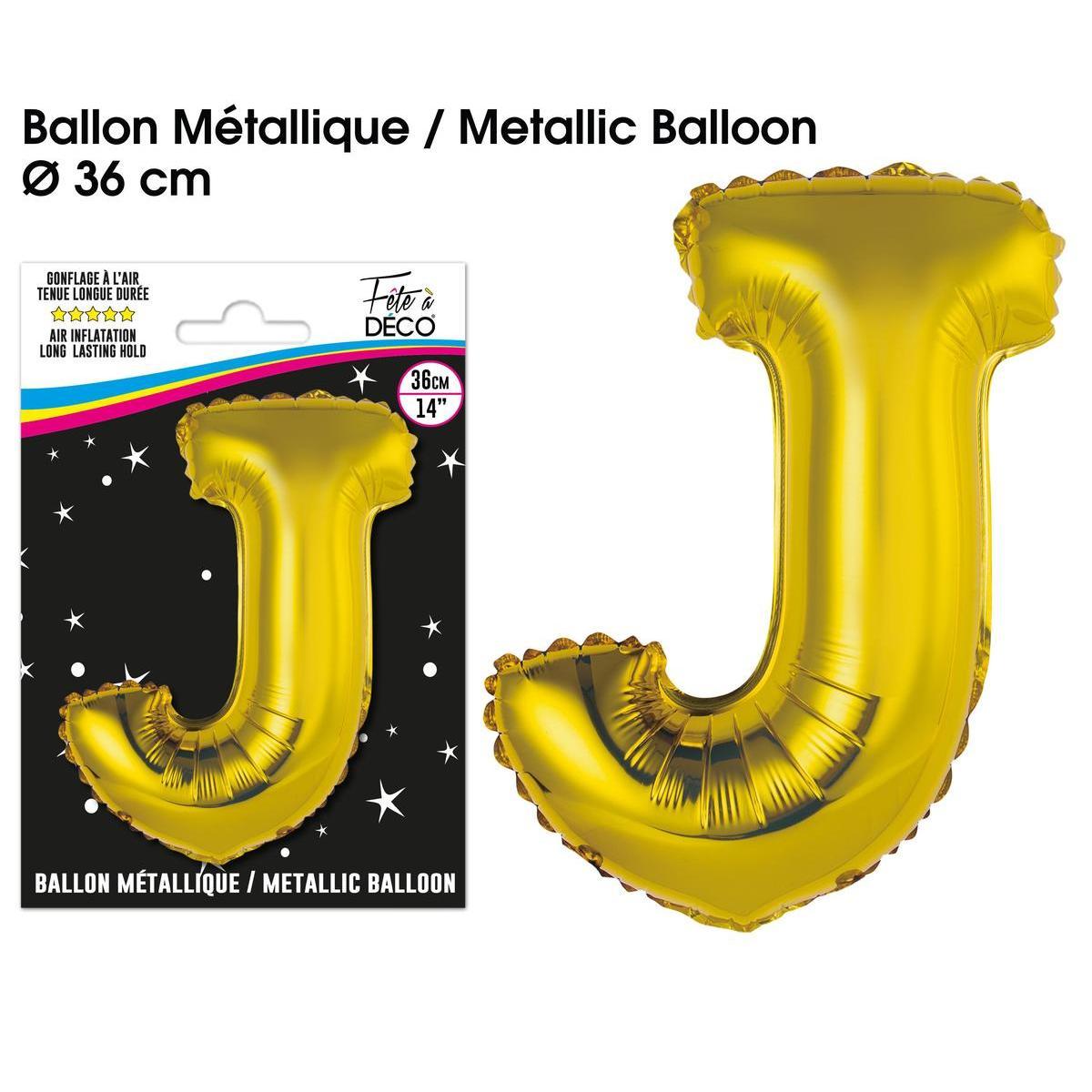 Ballon métallique or lettre j
