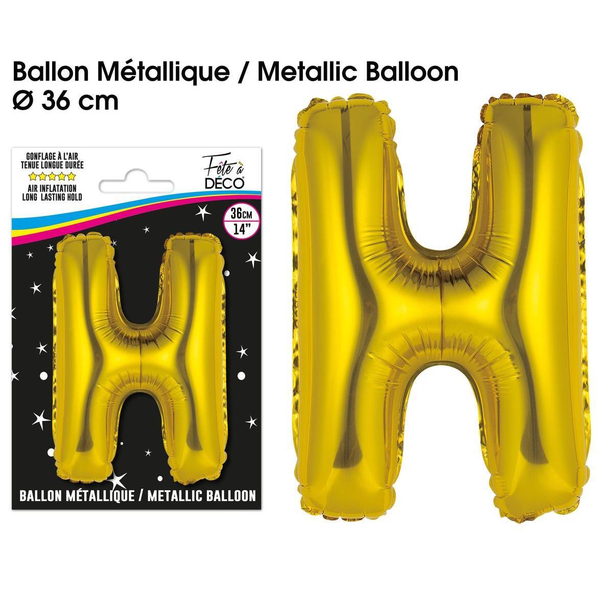 Ballon métallique or lettre h