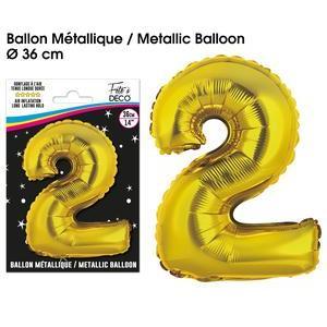 Ballon métallique or chiffre 2