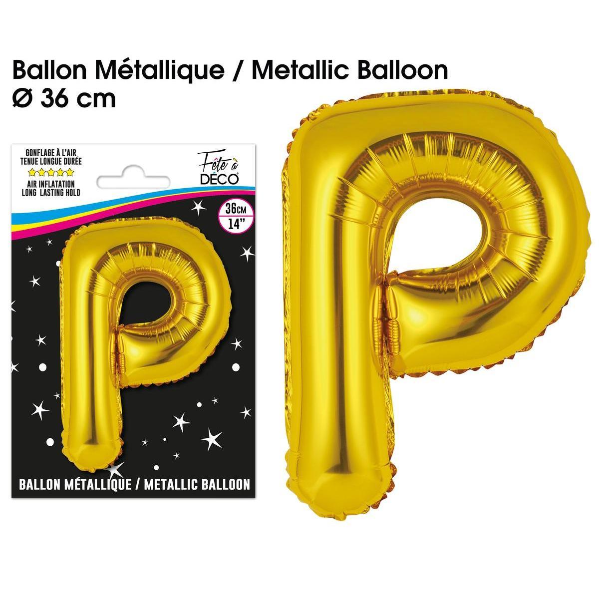 Ballon métallique or lettre p